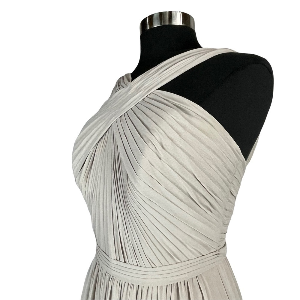 WATTERS MICAH SANDSTONE CRINKLE CHIFFON A LINE HALTER BRIDESMAID FORMAL GOWN - Picture 7 of 16